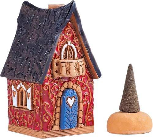 Vista 7 de Aldeas de cerámica y casas colección - coleccionable casa roja miniatura - cono incienso titular R502