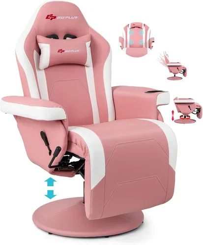 Vista 9 de POWERSTONE Silla reclinable para videojuegos, silla de masaje ajustable con soporte para tazas, reposapiés, sofá individual ergonómico, sala