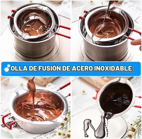 Vista 4 de Kit de 554 piezas para hacer pasteles – Moldes de silicona para piruletas con soporte de exhibición de 3 niveles Olla para fundir dulces