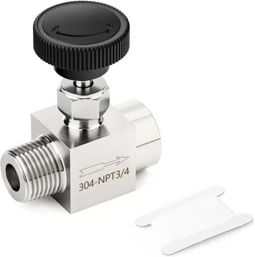 Vista 21 de TAISHER Válvula de aguja de acero inoxidable 316 con mango de rueda 1/2 "NPT macho x 1/2" NPT hembra