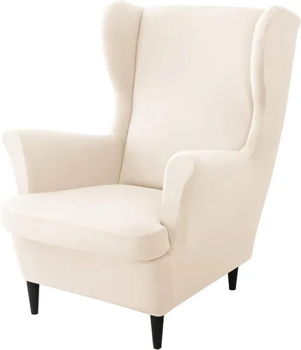 Vista 7 de Wingback - Funda elástica para silla, 2 piezas, con respaldo de ala, funda protectora de muebles impresa, suave con parte inferior elástica