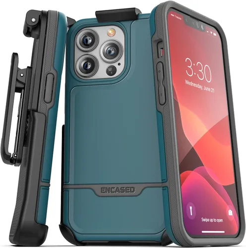 Vista 13 de ENCASED Funda para cinturón con clip para iPhone 11 (2019 Rebel Armor) Funda protectora resistente de cuerpo completo con soporte (Negro)