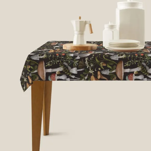 Vista 5 de Cafl Mantel rectangular con diseño de hongos otoñales, bayas e insectos, impermeable, sin arrugas, para comedor (60 x 108 pulgadas)
