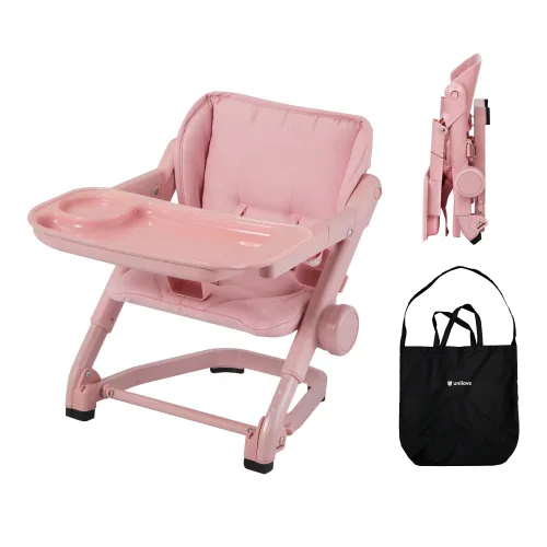 Vista 13 de Feed Me - Asiento elevador de silla alta de viaje 3 en 1 para bebés y niños pequeños, de transición, compacto y se adapta a cualquier silla, bandeja