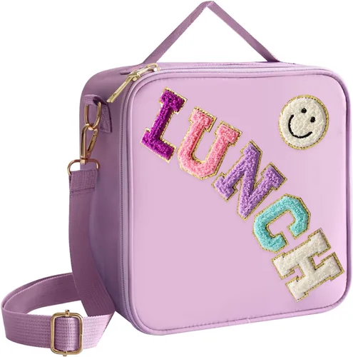 Vista 9 de Bolsa de almuerzo aislada con correa ajustable para el hombro, lonchera grande de nylon con aislamiento, bolsa de almuerzo reutilizable con asa