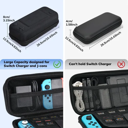 Vista 2 de Younik 14-in-1 Switch Case Accessories Bundle, Large Carrying Case for Switch 2017, Switch Travel Case Fit for Console, J-con Grip, AC Adapter and