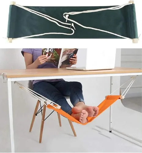 Vista 10 de Home-organizer Tech - Hamaca ajustable portátil para escritorio de esquina, oficina, reposapiés, mini hamaca para debajo del escritorio, hamaca