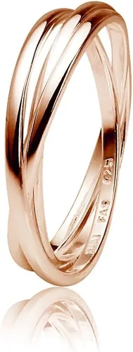 Vista 2 de Hoops & Loops Anillo de plata de ley 925 altamente pulida, triple entrelazado, delgado, ajuste cómodo, anillo de boda trenzado tres en uno