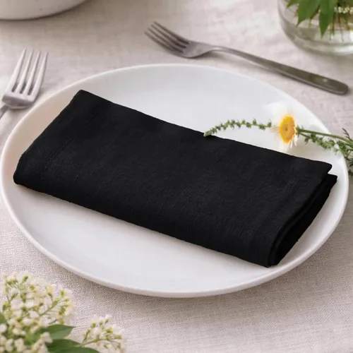 Vista 6 de Ramanta Home Juego de 12 Servilletas de Cena de Algodón Negro Servilletas de Tela 100% Algodón de 18x18 Pulgadas Servilletas de Mesa de Tela