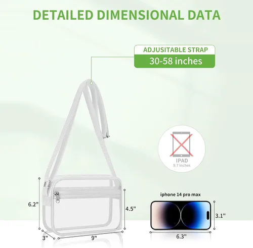 Vista 4 de MAY TREE Clear Bag for Stadium Events Clear Messenger Bag Suitable for Concert Outfits and Sports Events