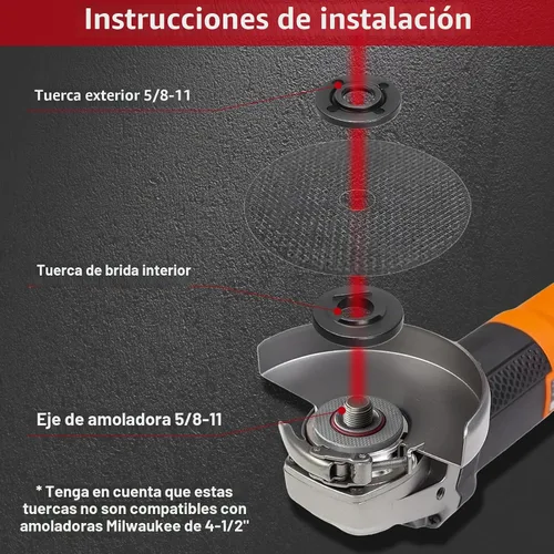 Vista 5 de Tuerca de bloqueo de amoladora 5/8-11 para Dewalt, Milwaukee, Makita, Ryobi