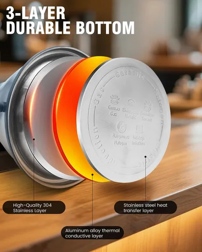 Vista 3 de Estufa de cuello de cisne con termómetro para base duradera de 3 capas, hervidor de té de acero inoxidable para verter sobre hervidor de agua