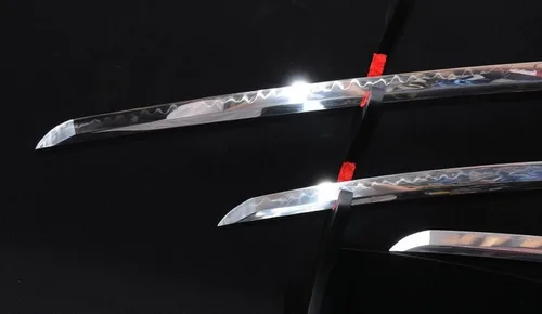 Vista 3 de Katana Wakizashi Tanto de arcilla japonesa forjada a mano, 3 piezas, corte real