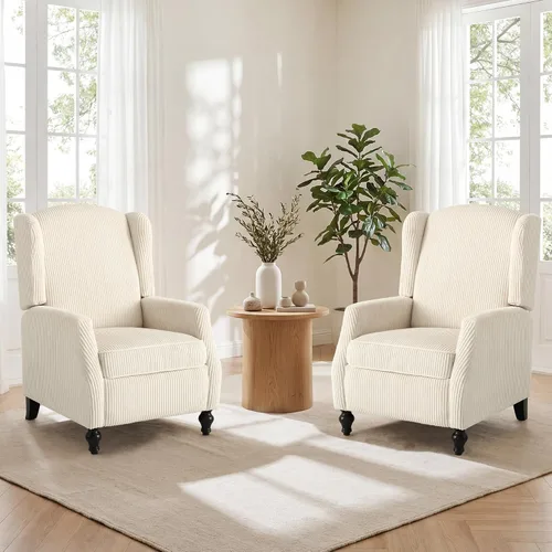 Vista 9 de Silla Wingback con masaje y calor, silla reclinable de tela copetuda, silla reclinable con respaldo de ala con control remoto, cojín acolchado