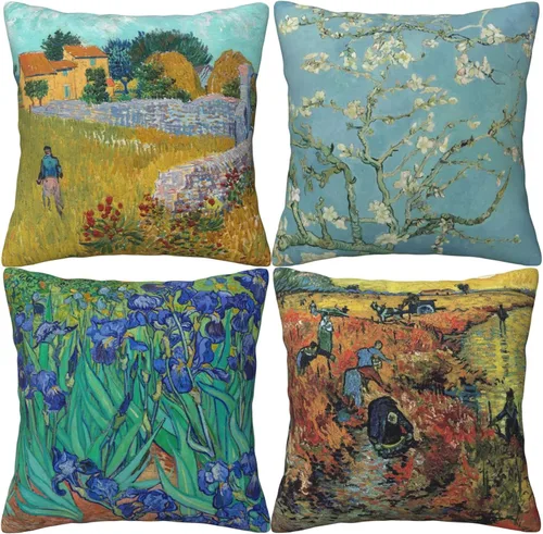Vista 14 de Claude Monet - Juego de 4 fundas de almohada de pintura de 18 x 18 pulgadas, fundas de almohada cuadradas decorativas para sofá, auto