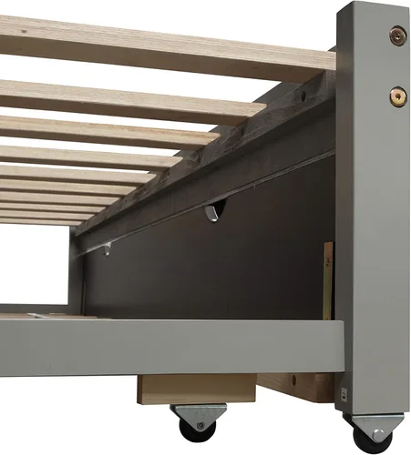 Vista 9 de Sofá cama extensible con nido, marco de cama de madera con diseño de individual a King, muebles de sala de estar y dormitorio, no necesita somier