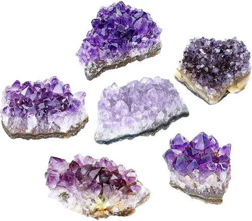 Vista 4 de Top Plaza Paquete – 2 Artículos: Piedras de cristal curativas de cueva de geoda de amatista natural, racimo de roca drusa y cristales curativos