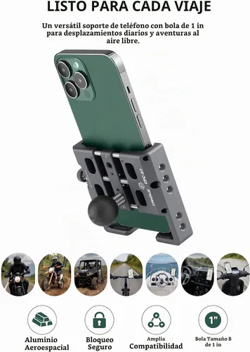 Vista 7 de FANAUE Soporte para Teléfono de Aleación de Aluminio con Bola de 1" para Teléfonos Inteligentes con un Ancho de 2.3" a 3.4", Compatible con Brazos