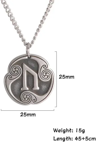 Vista 3 de TEAMER Collar con colgante de amuleto de acero inoxidable de 24 runas de los vikingos nórdicos, joyería con símbolo de la suerte y la bendición