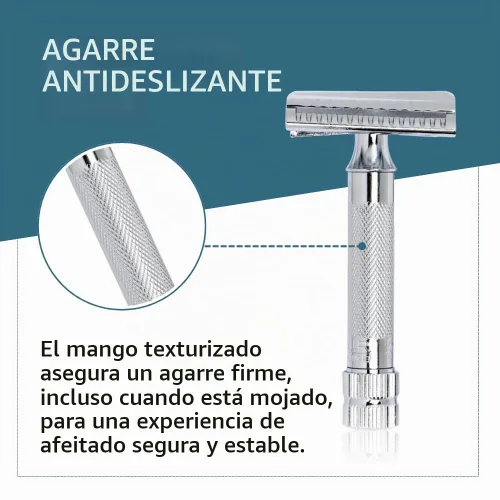 Vista 7 de Rasuradora de seguridad Merkur-razor 37c, cromado con barra inclinada