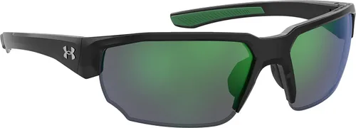 Vista 2 de Under Armour Gafas de sol estilo envolvente Blitzing para hombre, marco negro, lente verde, NegroVerde