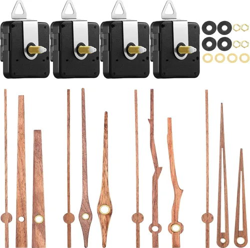 Vista 8 de Mudder Kit de repuesto de mecanismo de reloj de cuarzo de 4 piezas con 4 tipos de manecillas de reloj de madera de nogal para piezas de reparación