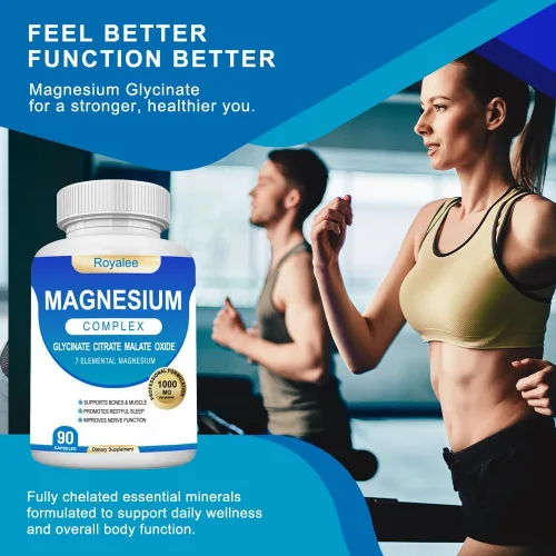 Vista 5 de Suplemento complejo de magnesio – 1000 mg con 7 formas de magnesio incluyendo glicinato, citrato, malato, taurato y orrotato – Apoya la relajación