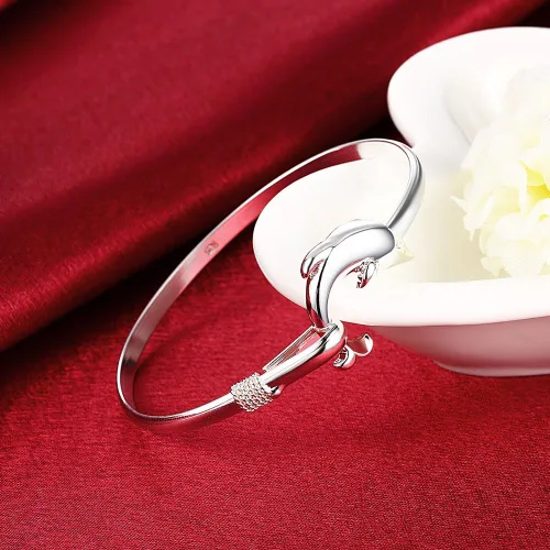 Vista 5 de Cutesmile Joyas de moda 925 de plata esterlina lindo delfín pulseras para mujer, Plata
