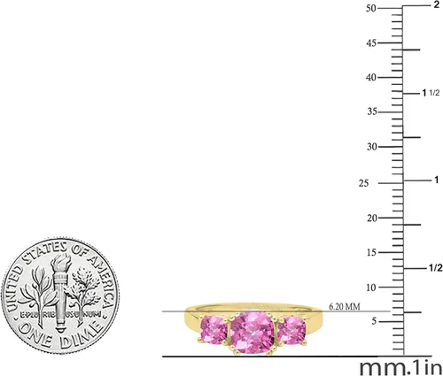 Vista 56 de Dazzlingrock Collection Anillo de boda de 3 piedras preciosas creadas en el centro de cojín de 0.04 quilates y diamante blanco natural redondo