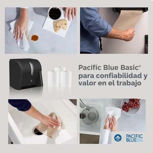 Vista 9 de Georgia-Pacific Blue Basic - Rollos de toallas de papel reciclado de PRO, color blanco, 26601, 800 pies por rollo, 6 rollos por caja