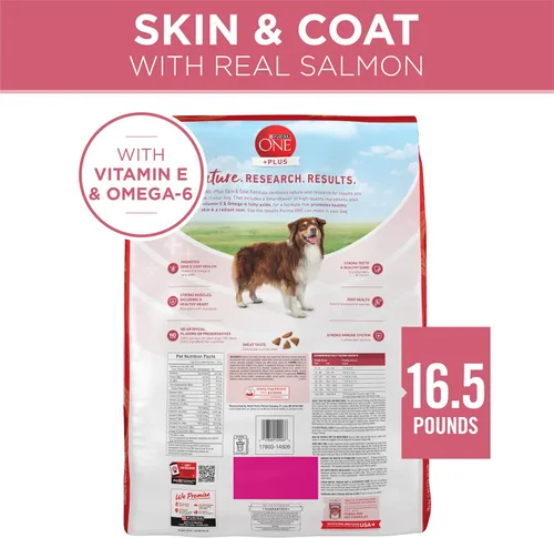 Vista 10 de Purina ONE Alimento seco natural para perros con estómago sensible, fórmula +Plus para piel y pelaje, bolsa de 16.5 libras