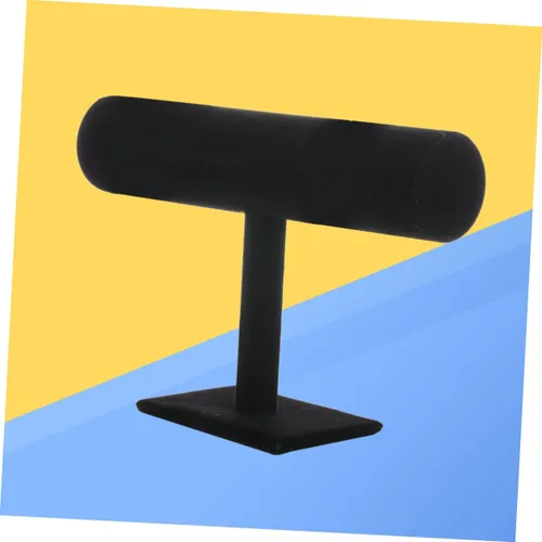 Vista 2 de ARTIBETTER Torre de exhibición para soporte de barra en T de estante negro, soportes para joyería de nivel simple, organizador desmontable negro