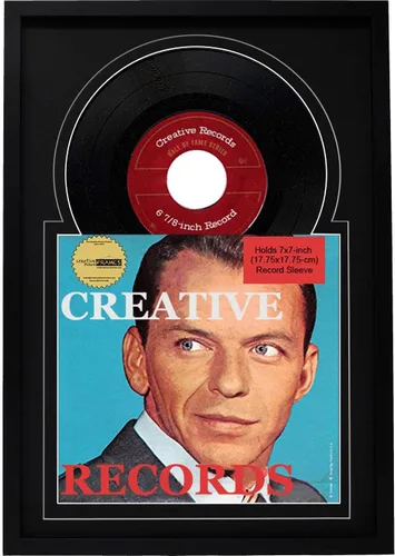 Vista 2 de Creative Picture Frames Marco de disco individual de vinilo de 7 pulgadas con doble paspartú negro y negro de 6 7/8 pulgadas y cubierta de 7 x 7