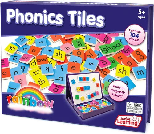 Vista 7 de Junior Learning Azulejos Rainbow Phonics con tablero magnético incorporado