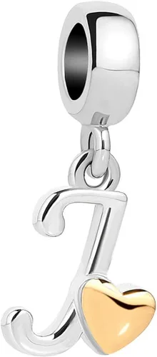 Vista 27 de Abalorio de letra inicial de la A a la Z para pulseras Pandora para mujeres, alfabeto familiar, corazón dorado, Navidad, cumpleaños
