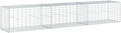 Vista 96 de vidaXL Cesta de gavión con tapa, 39.4 x 19.7 x 39.4 pulgadas, hierro galvanizado rectangular, resistente a la intemperie, montaje sin herramientas