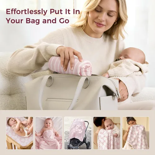 Vista 8 de Momcozy Toalla de bebé con capucha, ultra suave y absorbente, juego de toallas de baño grandes para mayor comodidad y suavidad en la piel del bebé