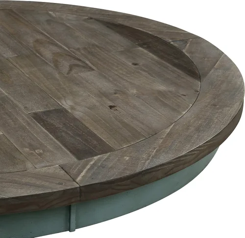 Vista 5 de Roundhill Furniture Prato - Juego de mesa de comedor redonda de 5 piezas con sillas de respaldo cruzado, color azul antiguo y nogal envejecido
