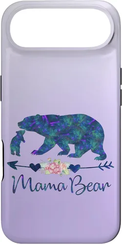 Vista 27 de Teal Blue Purple Floral Mama Bear and One Cub Silver Purple Case for iPhone 17