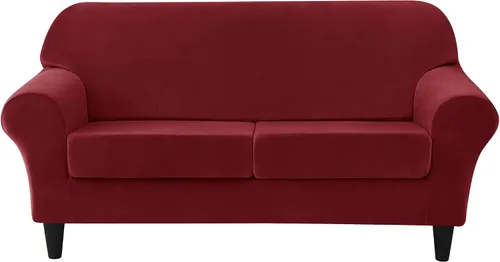 Vista 16 de CONRUSER Funda elástica para sofá, funda de terciopelo suave para sofá de un solo asiento con funda de cojín, protector de muebles (beige, talla S)