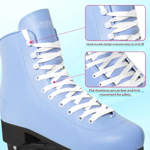 Vista 3 de Nattork Patines de ruedas para mujeres, para exteriores, interiores, cuatro ruedas, divertidos y modernos, para hombres, niñas y niños, color azul