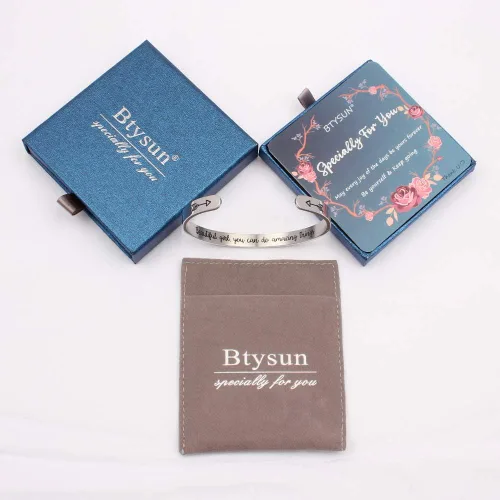 Vista 7 de Btysun Pulseras con frase personalizable, para el Día de la Madre, de su hija, regalos motivacionales para graduación o cumpleaños, para mujeres