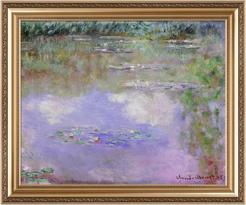 Vista 70 de IPIC - Reproducción artística de los lirios de agua de Claude Monet 1906, impresiones giclée coinciden con el marco dorado clásico, arte de pared