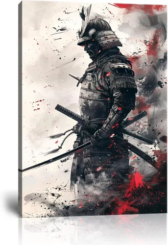Vista 16 de Arte de pared de samurái japonés para sala de estar y dormitorio, impresiones en lienzo japonesas, póster samurái, arte enmarcado listo para colgar