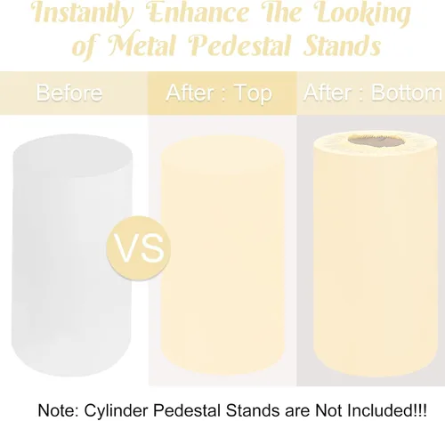 Vista 3 de Fivenl Juego de 5 fundas de elastano para pedestal cilíndrico, color beige, elásticas, cubiertas de zócalo cilíndrico para mesa de postre, cubierta