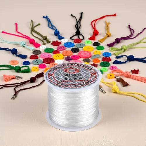 Vista 4 de Generic Cordón elástico para cuentas, 0.039 in, rosa, para pulseras y collares, fabricación de joyas de bricolaje