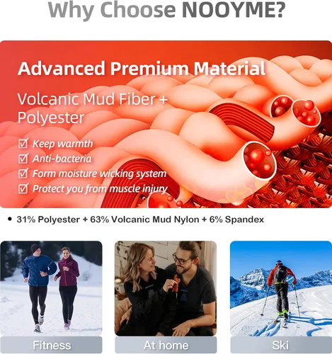 Vista 5 de NOOYME Ropa interior térmica para mujer, pantalones largos para mujer, capa base para mujer, Versión engrosada mejorada