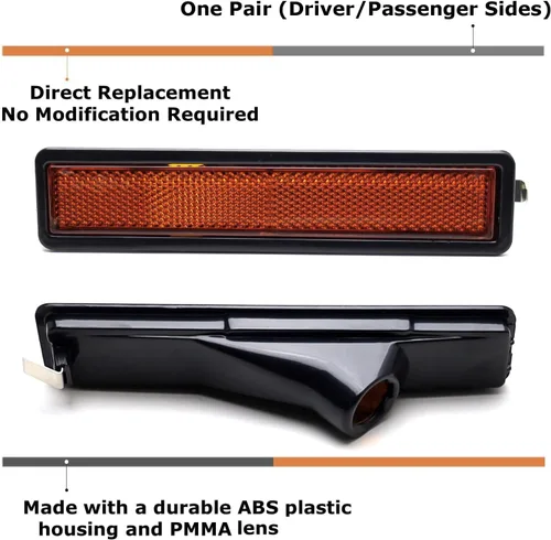 Vista 2 de iJDMTOY OE-Spec - Carcasas de lámpara de marcador lateral de parachoques de lente ámbar compatibles con BMW E30 3 E34 5 Series, etc., reemplaza
