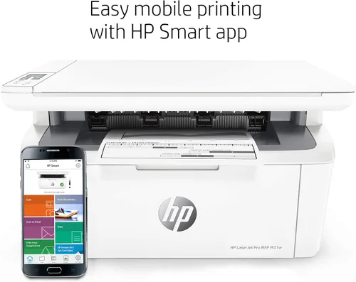 Vista 7 de HP Laserjet Pro impresora láser monocromática inalámbrica, todo en uno.