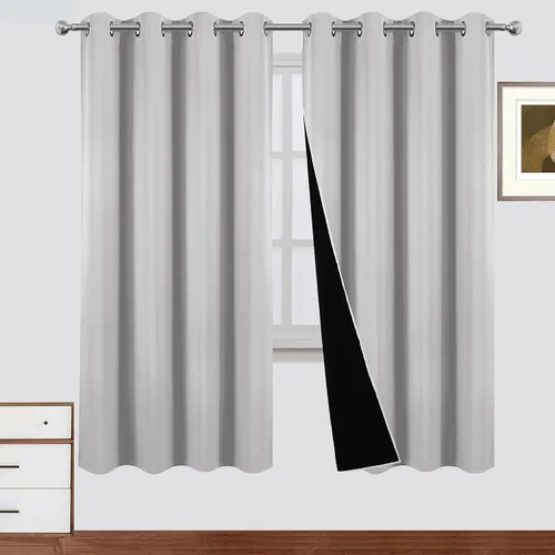 Vista 52 de LEMOMO Cortinas 100% opacas de 38 x 54 pulgadas, 2 paneles de oscurecimiento con aislamiento térmico para dormitorio